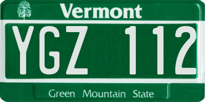 VT license plate YGZ112