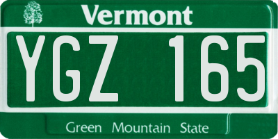 VT license plate YGZ165