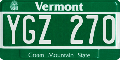 VT license plate YGZ270