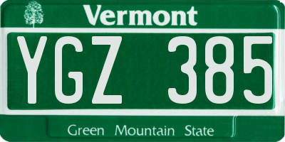 VT license plate YGZ385