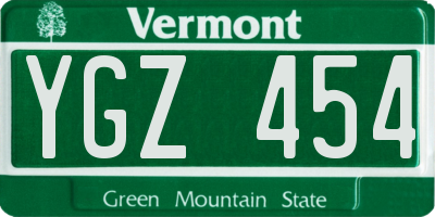 VT license plate YGZ454
