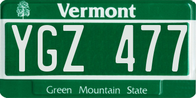 VT license plate YGZ477