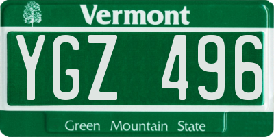 VT license plate YGZ496