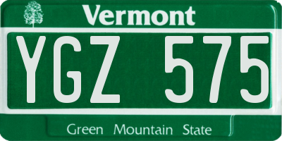 VT license plate YGZ575