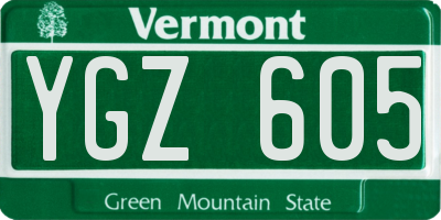 VT license plate YGZ605