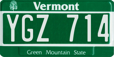 VT license plate YGZ714