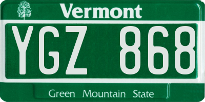 VT license plate YGZ868