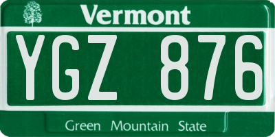 VT license plate YGZ876