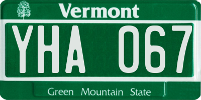 VT license plate YHA067
