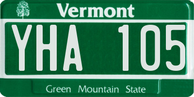 VT license plate YHA105