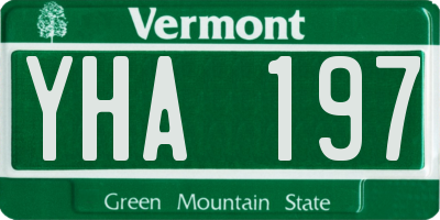VT license plate YHA197