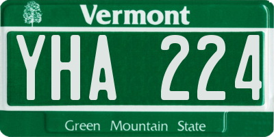 VT license plate YHA224
