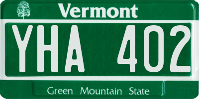 VT license plate YHA402