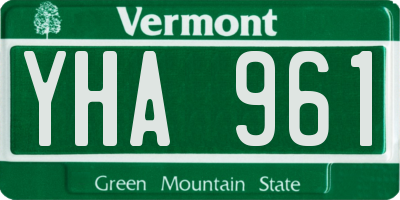 VT license plate YHA961