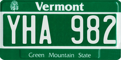 VT license plate YHA982