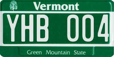 VT license plate YHB004