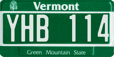 VT license plate YHB114