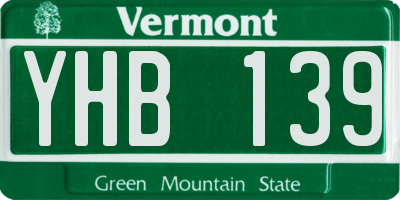 VT license plate YHB139