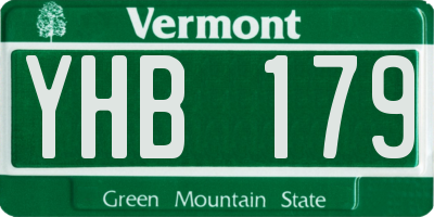 VT license plate YHB179