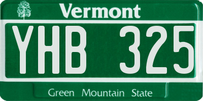 VT license plate YHB325