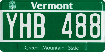 VT license plate YHB488