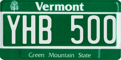 VT license plate YHB500