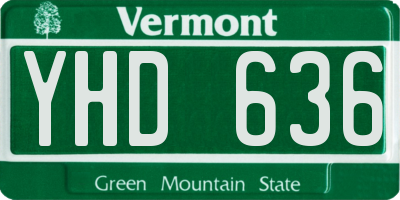 VT license plate YHD636