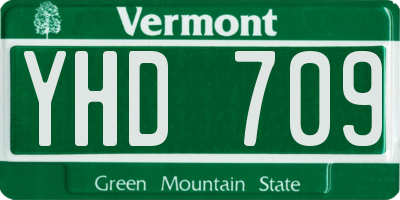 VT license plate YHD709