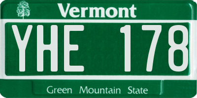 VT license plate YHE178