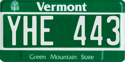 VT license plate YHE443