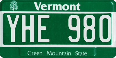 VT license plate YHE980