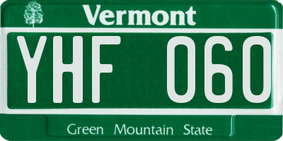 VT license plate YHF060