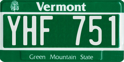 VT license plate YHF751