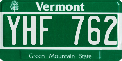 VT license plate YHF762
