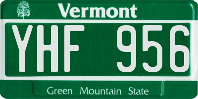 VT license plate YHF956