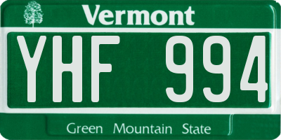 VT license plate YHF994