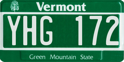VT license plate YHG172