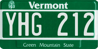VT license plate YHG212