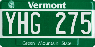 VT license plate YHG275