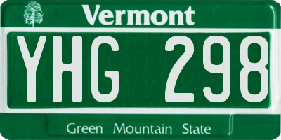 VT license plate YHG298