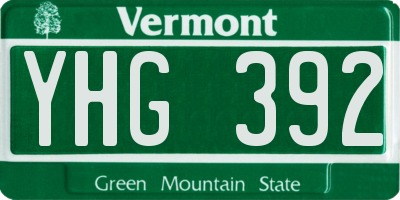 VT license plate YHG392