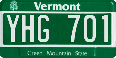 VT license plate YHG701