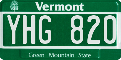 VT license plate YHG820