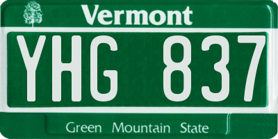 VT license plate YHG837