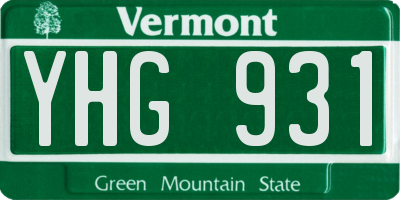 VT license plate YHG931
