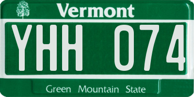 VT license plate YHH074