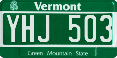 VT license plate YHJ503