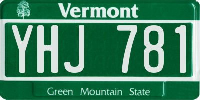 VT license plate YHJ781