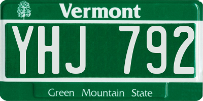 VT license plate YHJ792