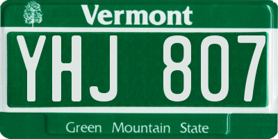 VT license plate YHJ807